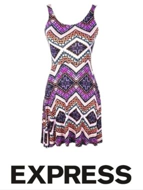 Vintage Purple Multicolor Dress by Express Womens Size XS